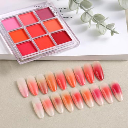 9 Colors Solid Neon Phosphor Ombre Nail Powder Set (2.32 Ounce)