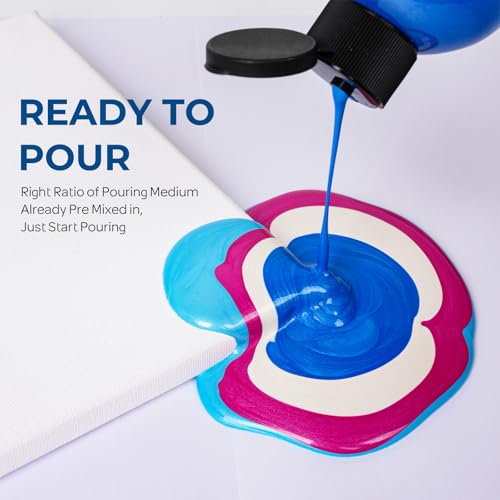 18 Colors 8.45oz Large Volume Metallic Acrylic Pour Paint Kit (152.1 Fl Oz)
