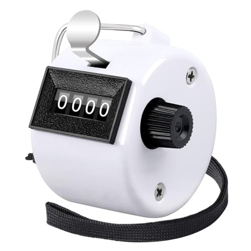 White Handheld Tally Counter Clicker 4 Digital for School Event