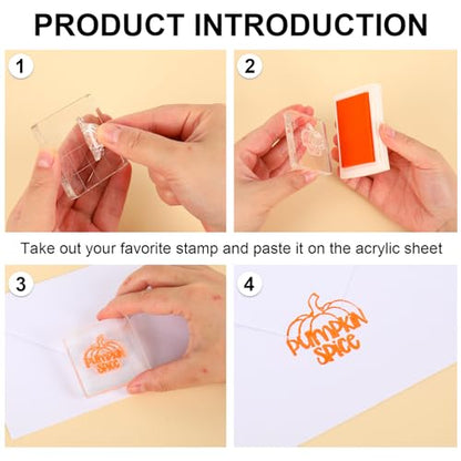 4 Sheets Holiday Clear Stamps Fall Halloween Christmas Nativity Scene Greeting Words Silicone Transparent Stamps for Autumn DIY Craft Card Making Scrapbooking Embossing Album Decor (4 Count)