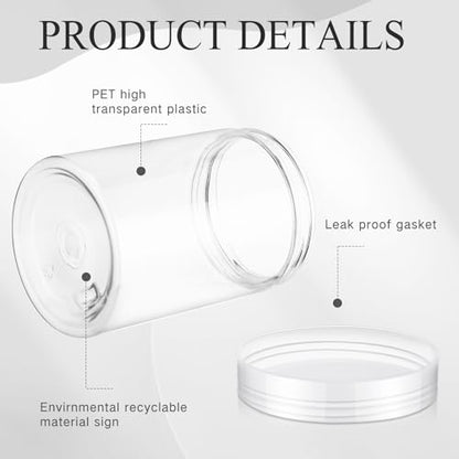 12 Pack Plastic Container Jars with Lids Round Clear Travel Cosmetic Container Jars for Toiletries (12 Count)