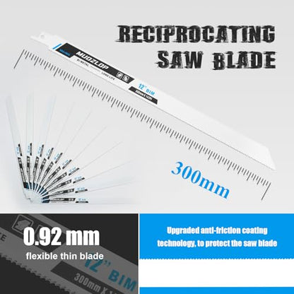 10Pack 12inch 14TPI Metal Reciprocating Saw Blades Set