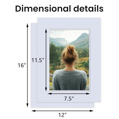 5 Pack Acid Free 12x16 White Picture Mats Board Kit for 8x12