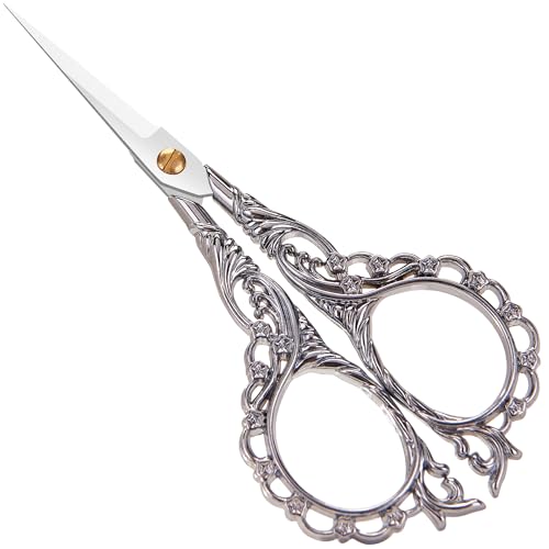 Small Scissors Vintage European Style Scissors Stainless Steel for Cross Stitch Cutting Embroidery Sewing Handcraft Craft Art Work DIY Tool