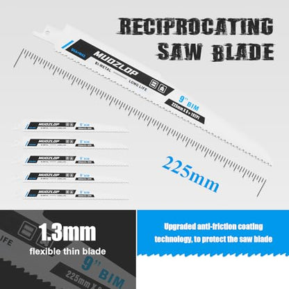 5Pack 9inch 8+10TPI Metal Reciprocating Saw Blades Set (5 Count)