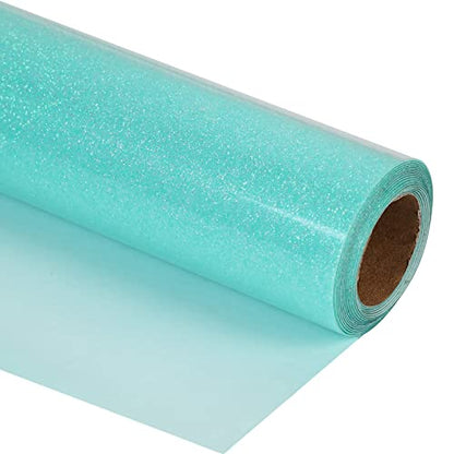 Heat Transfer Vinyl Glow Cyan Glitter HTV Rolls