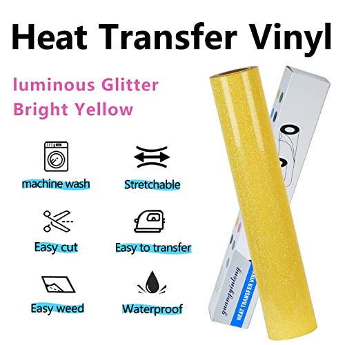 Heat Transfer Vinyl Glow Gold Glitter HTV Rolls