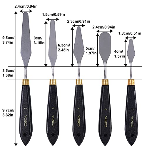 Palette Knife Painting Stainless Steel Spatula Palette Knife Oil Paint Metal Knives Wood Handle (5 Count)