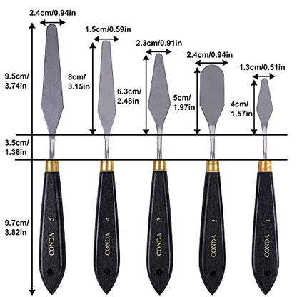 Palette Knife Painting Stainless Steel Spatula Palette Knife Oil Paint Metal Knives Wood Handle (5 Count)