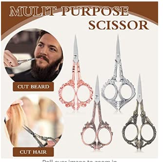 4 Pcs Sewing Embroidery Scissors with Artificial Leather Cover Sewing Stainless Vintage Embroidery Scissors for DIY Needlework Art Manual Handicraft