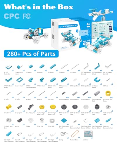 D1 21-in-1 STEM Coding Robot Kit for Kids (Ages 4+), 280+ Pieces Educational Building Set with APP-Controlled & Programming, 3D APP Guidance, Ideal Toy for Boys & Girls (280 Count)