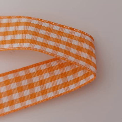 Orange Gingham Plaid Checked Ribbon 25 Yards Each Roll 100% Polyester
