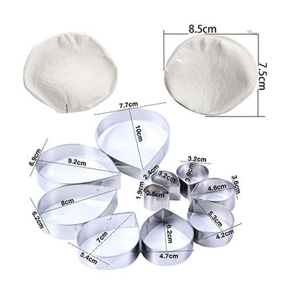 10 Pcs Austin Rose Cutter Set and 2 Pcs Rose Petals Shape Silicone Fondant Mold Veining Petal Sugar Flower Making Tool Cake Decorating Gumpaste Flowers Decor Kit