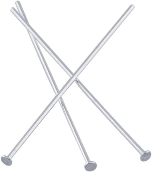 100pcs Adabele Authentic Sterling Silver Flat Headpin Head Pins 18mm (0.7 inch) Hypoallergenic for DIY Craft Jewelry Making (Wire 0.4mm/26 Gauge) SS3-18