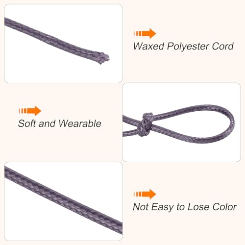 Waxed Cord 2.5mm Waxed Polyester Cord 87 Yard Wax String for Bracelet Making