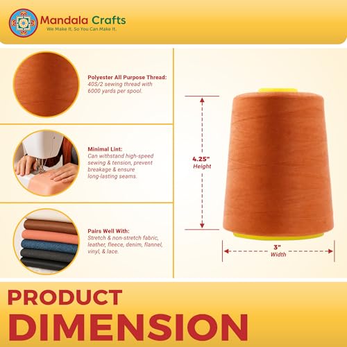 40S 2 Orange Polyester 4 Pack of Serger Threads Cones (72000 Foot)