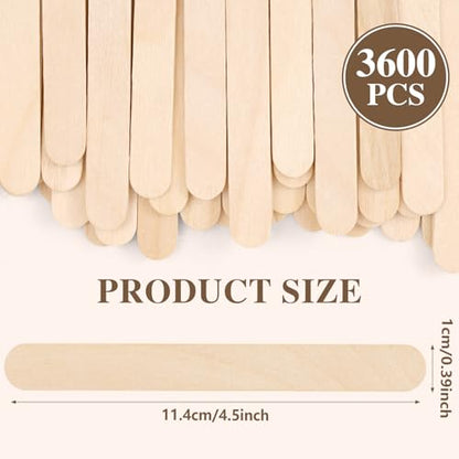 3600pcs Craft Sticks Bulk Wooden Sticks (3600 Count)