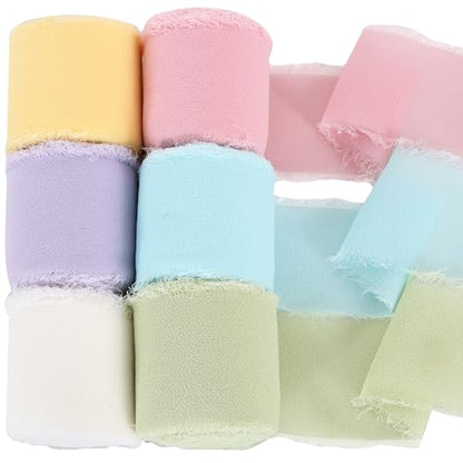 6 Rolls Macarons Set Chiffon Ribbon 1 1