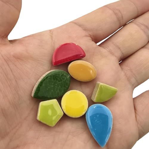 500g 1.1lb Random Color Irregular Ceramics Mosaic Tiles (16 Ounce)