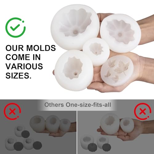 6 pcs Large Halloween Pumpkin Maple Leaf Silicone Candle Mold (6 Count)