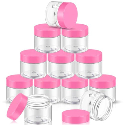 12 Pack 4 oz Plastic Container Jars with Lids Round Clear Travel Cosmetic Container Slime Jars for Toiletries (12 Count)