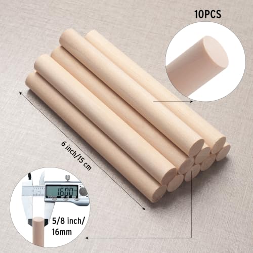 Wooden Dowels Wooden Sticks for Crafts 5 (10 Count)