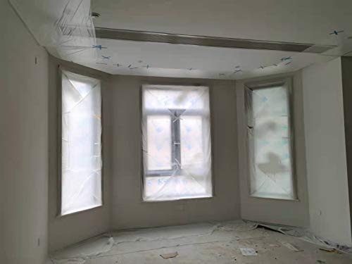 Pre Taped Masking Film Film and Masking Tape in one Plastic Tape and Drape Roll Painters Plastic (1640 Foot)