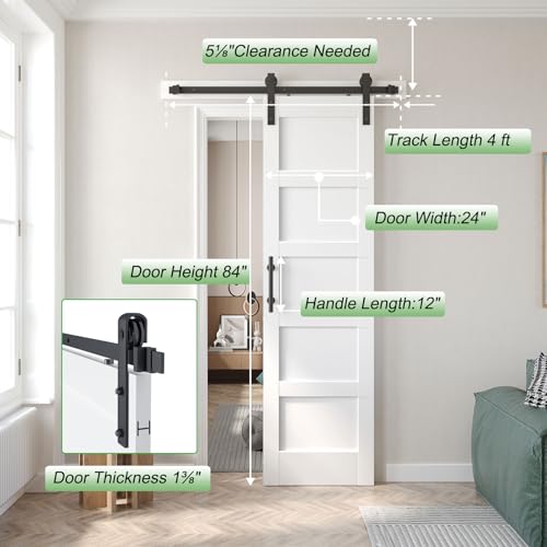 24x84 inch White Sliding Barn Door with Hardware
