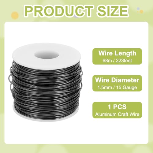 15 Gauge Anodized Aluminum Craft Wire Bendable Bonsai Training Wire 223 Feet 1.5mm for Sculpting Crafts Wreath Floral Beading Jewelry Making