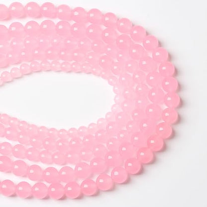 45pcs Natural Light Pink Chalcedony Stone Beads for Jewelry Making