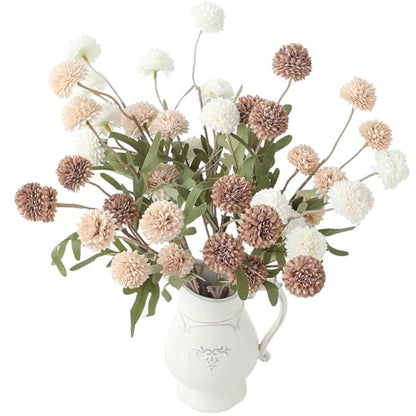 9pcs Taupe Beige Mix Faux Silk Mums Artificial Flowers (9 Count)