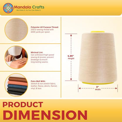 20S 2 Natural Polyester 4 Pack of Serger Threads Cones