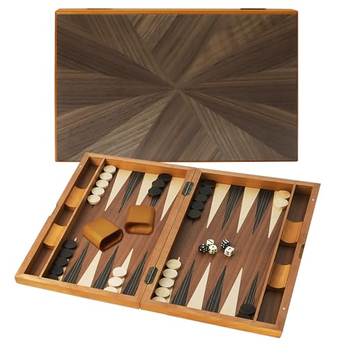 GSE Premium Wooden Inlay Backgammon Board Set