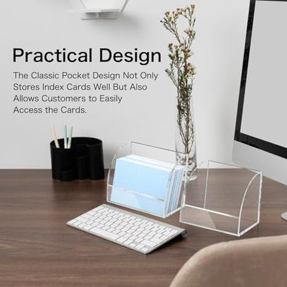 2 Pack 3x5 Index Card Holder Clear Acrylic Card Stand