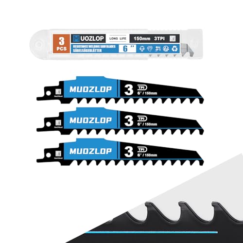 3Pack 6inch 3TPI High Reciprocating Saw Blades (3 Count)