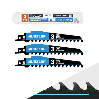 3Pack 6inch 3TPI High Reciprocating Saw Blades (3 Count)