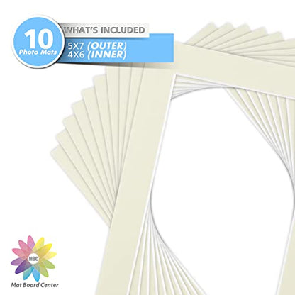 Mat Board Center 10 Pack 5x7 Photo Mats for 4x6 Picture (10 Count)