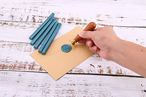 15Pcs Teal Blue Glue Gun Sealing Wax Sticks for Wax Seal Stamp (15 Count)