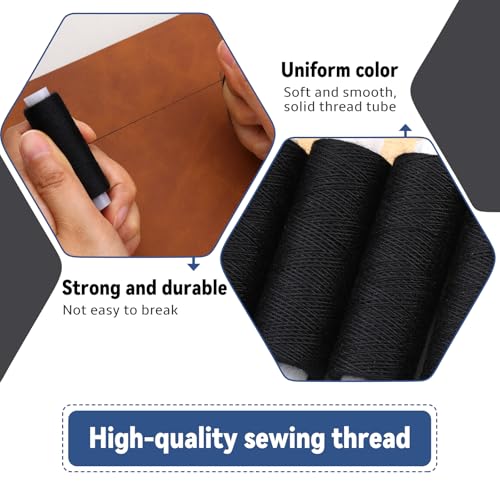 8 Rolls Black Thread for Sewing 200 Yards Each Roll Sewing Thread (8 Count)