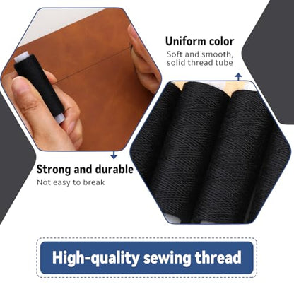 8 Rolls Black Thread for Sewing 200 Yards Each Roll Sewing Thread (8 Count)