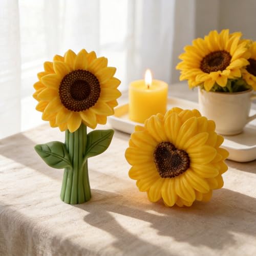 2PCS 3D Sunflower Candle Silicone Mold for Candle DIY Soap Resin Craft