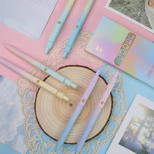 Gel Pens 6 Pcs 0.5mm Fine Point Smooth Writing Pens Japanese Cute Pens