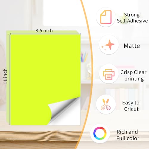 Neon Yellow Sticker Paper Labels for Laser & Inkjet Printer