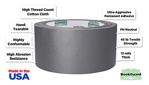 2 Inch Gray Book Repair Cloth Tape 15 Yard Roll