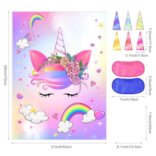 Pin The Horn on The Unicorn Game for Kids Birthday Party