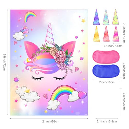 Pin The Horn on The Unicorn Game for Kids Birthday Party