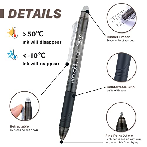 Retractable Erasable Gel Pens Clicker Fine Point 0.7 mm (12 Count)