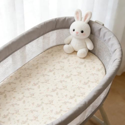 Organic Baby Bassinet Sheets 2 Pack 33”x17” 100% Muslin Cotton for Baby Girl Boy (2 Count)