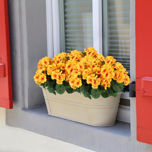 6 Pcs Artificial Geranium Flowers for Outdoors Geranium Silk Flowers Outdoor UV Resistant Garden Plants Faux Flowers for Home Kitchen Table Centerpieces Decor