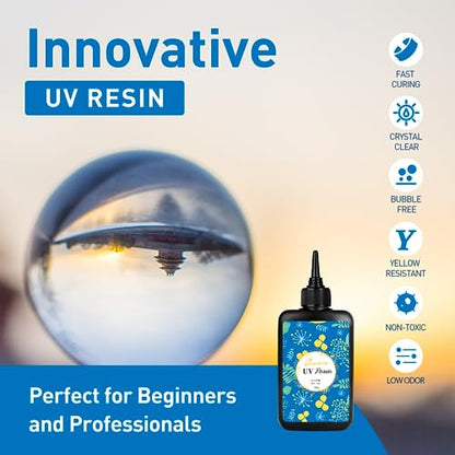 100g UV Resin Hard with 8 Wooden Sticks Premixed Resina UV for Jewelry Making (3.52 Ounce)